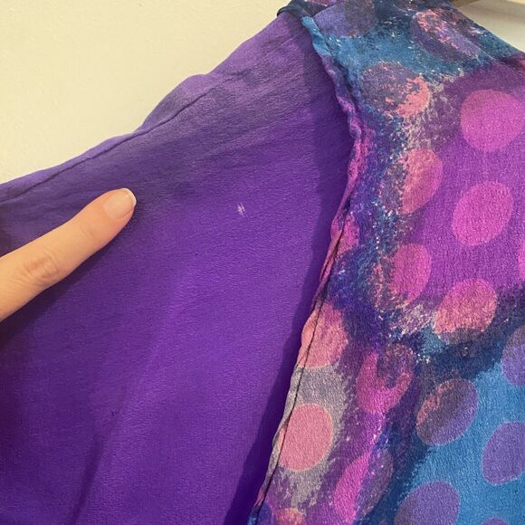 Vintage Chez Zvanni Silk Blouse Women’s Size Medium M Purple Blue Tiered Layers - Picture 7 of 11